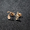 Minimalist gold-plated musical note and treble clef asymmetrical stainless steel studs - 442 Rose Gold (Music Note)