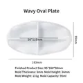 Detail of wavy oval dual-compartment resin mold with dimensions and specifications - Wave Oval Dish Mold