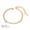 Macro detail of gold Figaro chain bracelet in stainless steel with 17cm plus 5cm length - Figaro Chain Style (YYB023014)