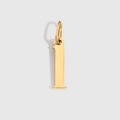 Polished gold letter I pendant in minimalist design with metal hanging ring - Lowercase l - 14K Gold