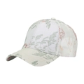 Detail of floral jacquard embroidery on white breathable mesh baseball cap for women - One Size(Adjustable) / White Green Leaf Jacquard (B)