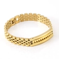 Pulsera para hombre de acero inoxidable chapado en oro 18K con diseño de reloj - Dorado