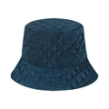 Detail of navy blue quilted bucket hat showing diamond stitching and glossy fabric - 56cm-58cm / Navy Blue