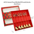 6-piece 304 stainless steel Christmas spoon set with star charms and red gift box - [Red Box] 304 Star Pendant All Spoons 6PCS / Silver