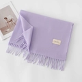 Sciarpa color lavanda effetto cashmere con frange e etichetta del marchio - Senza Etichetta / Lilla