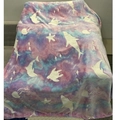 Glow in the dark tie-dye flannel blanket with marine life patterns like sharks and turtles - Pink Undersea World / 100*150cm