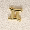 Detailed close-up of a gold-plated Gemini zodiac bubble pendant on a textured stone surface - Gemini