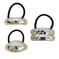 Lot de trois chouchous métalliques argentés en forme de U avec élastiques noirs - Set 2 / Argent