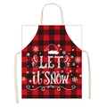 Red and black plaid Christmas apron with Let it Snow print and beige neck strap - A20-Red Black Plaid Let It Snow