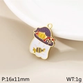 Ghost charm with purple hat and orange pumpkin detail for Halloween jewelry making - Ghost with Hat Holding Candy (KLJ10378-ZLA)