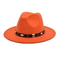 Detail of bright orange wool fedora featuring a black band with silver metal rivets - M (56-58cm) / Orange