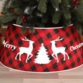 Red and black buffalo plaid Christmas tree collar with white reindeer and tree patterns - Red Plaid Reindeer Print / Small 40x60x20cm
