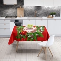 Red Christmas tablecloth with pine cones and Merry Christmas lettering for festive party decor - 100*150cm / TQZB02-1 Red Christmas