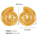 Elegant 18K gold plated spiral stainless steel hoop earrings for women in golden finish - Gold