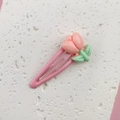 Close-up of a pink tulip hair clip for girls, made of resin on a clean textured background - 1# Pink Tulip Snap Clip (1PC)