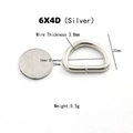 Silberner Metall-D-Ring mit 20mm Innendurchmesser für Taschen und Bekleidungszubehör - 6x4D (Innen 20mm) / Silber