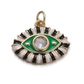 Evil eye pendant with green enamel center and striped black-and-white finish - CX141-12B Black White Enamel Eye