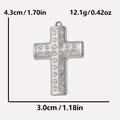 Dimensions détaillées du pendentif croix en acier 304 argenté avec zircons incrustés - Couleur Acier / Base Argent Pierre Blanche