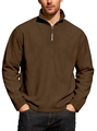 Men's casual brown half-zip fleece sweatshirt with stand collar and long sleeves - S / Coffee