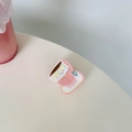 Pinza per capelli a tazza rosa con cuore arcobaleno per acconciature coreane - Circa 6cm / Tazzina da caffè rosa