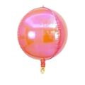 Spherical pink aluminum foil balloon with vibrant metallic finish and light reflection - 22 Inch / Coral Pink