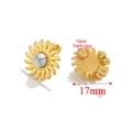 Boucles d'oreilles soleil en acier doré avec pierre de marbre blanc et taille de 17mm - Or/Texture Marbre Blanc