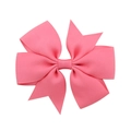 Detail shot of multi-layered pink ribbed ribbon hair bow showing fabric texture - Hot Pink (27)