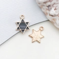 DIY black enamel hexagram pendant with golden alloy frame for jewelry making - Hexagram Star 12x16mm