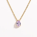 Macro shot of gold necklace with a pear-cut light purple gemstone teardrop pendant - Light Purple Teardrop