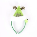 Green Christmas headband with reindeer antlers and a light-up Merry Christmas hat - Plush Green Christmas Hat (658-3GR)