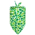 St. Patrick's Day pet bandana with green clover print on white fabric for dogs - White Base Green Clover (BA067)