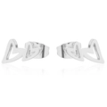Orecchini a perno in acciaio inossidabile lucido con design minimalista a cuori incrociati - 102 Cuore - Argento