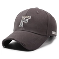 Casquette de baseball gris foncé usée avec grand motif brodé de la lettre F - Réglable / Gris