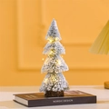 Mini-beflockter Weihnachtsbaum mit warmen LEDs und Holzsockel auf Deko-Buch - 25cm Turm-Kiefernnadelbaum (Ohne Licht)
