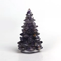 Miniature purple resin Christmas tree figurine with crystal texture on white background - 01 Amethyst