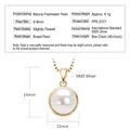 Elegance S925 silver necklace with 8-9mm natural freshwater pearl pendant 45cm chain - Round Wrapped / K Yellow Gold