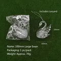 Transparent faceted crystal swan hanging ornament with silver lanyard, 100mm size - Large Swan / 100mm