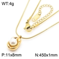 Collar de acero inoxidable dorado con perla irregular peso 4g y tamaño de 11x8mm - Collar de Oro