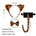 Set costume da tigre con cerchietto orecchie, papillon e coda lunga a strisce - Set da 3 pezzi Tigre (Cerchietto+Papillon+Coda 55cm)