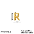 Golden chubby bubble letter R pendant in stainless steel with 3D metallic gloss effect - Letter-R