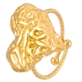 Macro detail of gold-plated open ring with lava texture heart and rope style band - Lava Heart Style(N-865)
