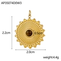 Pendentif soleil en acier doré avec pierre naturelle brune et dimensions - AP35074D0W3 (Marron)
