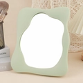 Sage green cloud shaped desktop makeup mirror with irregular wavy frame in aesthetic style - Irregular Square Makeup Mirror Green