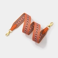 Colorful woven replacement wide shoulder strap with orange leather and gold metal clasps - L80cm W3.8cm / Orange Gold Buckle
