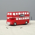 Detailed view of red retro bus miniature model showing dimensions 8cm x 3cm x 4.5cm - Vintage Bus