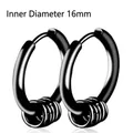Hip Hop schwarze Edelstahl-Ohrringe für Herren mit drei beweglichen kleinen Ringen 16MM - 16mm / Schwarz