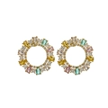 Pendientes de aro dorados vintage con cristales multicolores y circonitas de lujo - Colorido