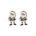 Cartoon Santa Claus acrylic drop earrings with colorful rhinestones and pearls - Santa Claus Stud Earrings