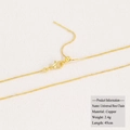Detailed view of 18k gold plated copper box chain with adjustable slider and lobster clasp - Copper / Universal Box Chain / Gold