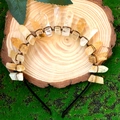 Detail of bohemian citrine crystal crown headband on rustic wood and moss base - Citrine + Bronze Wire (Basic)